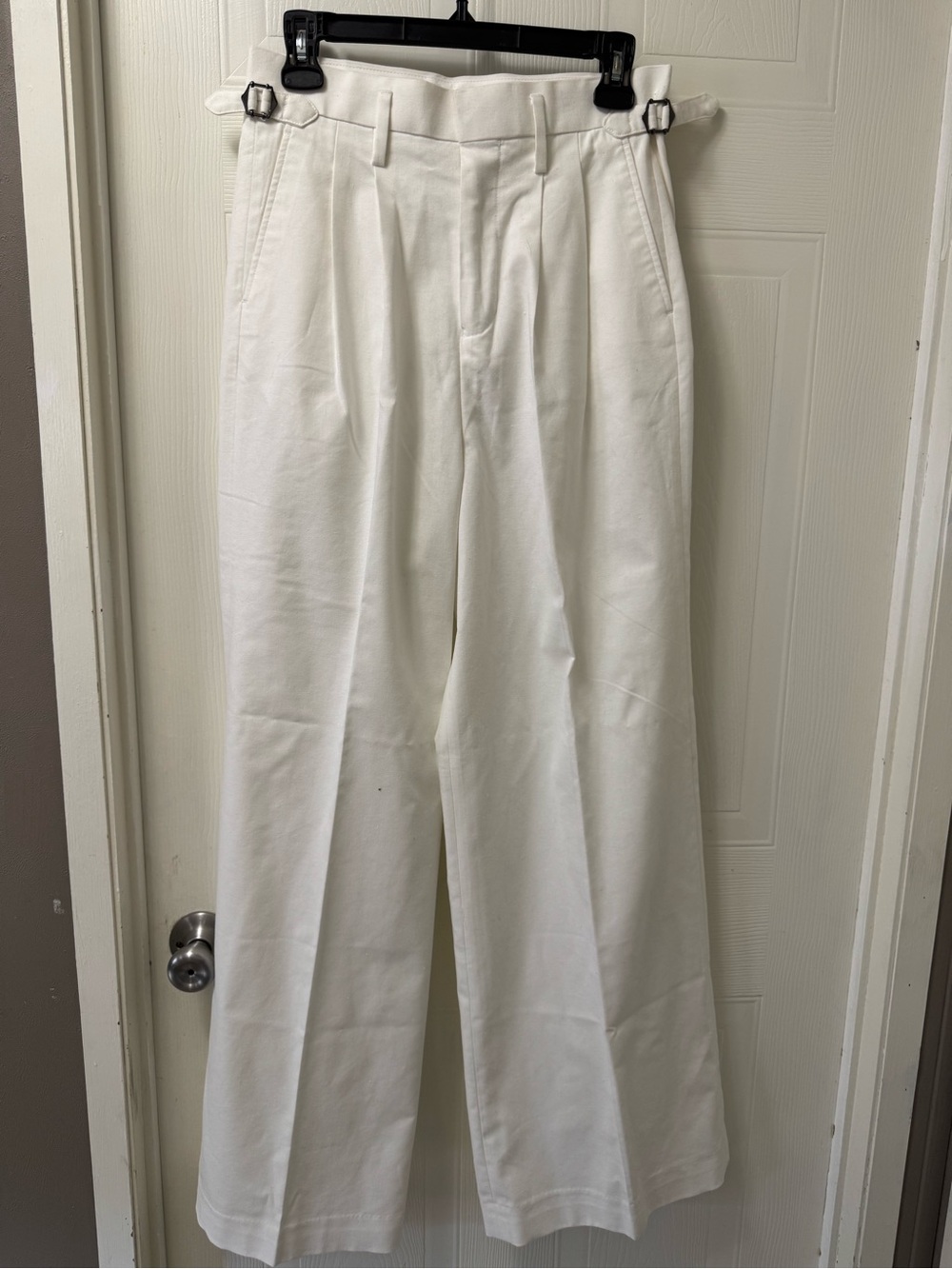 Men's White High-Rise Wide-Leg Chinos